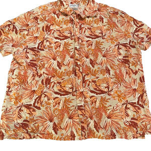 Goodfellow & Co Hawaiian Shirt Men's XXL Linen blend orange floral tropical